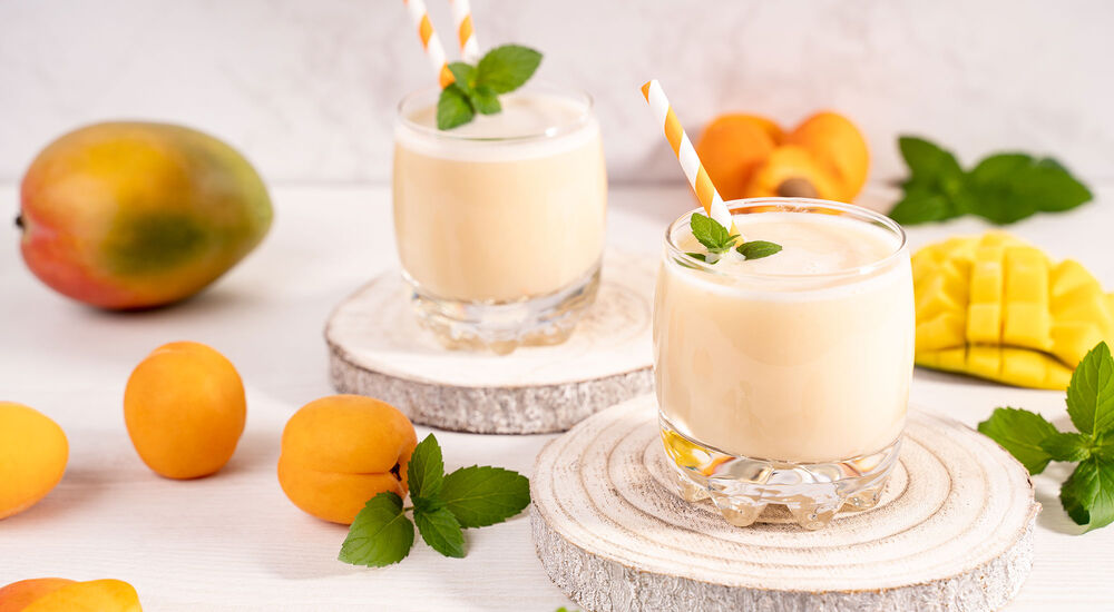 Proteinový nápoj – příchuť meruňka a mango – pomáhá s hubnutím.