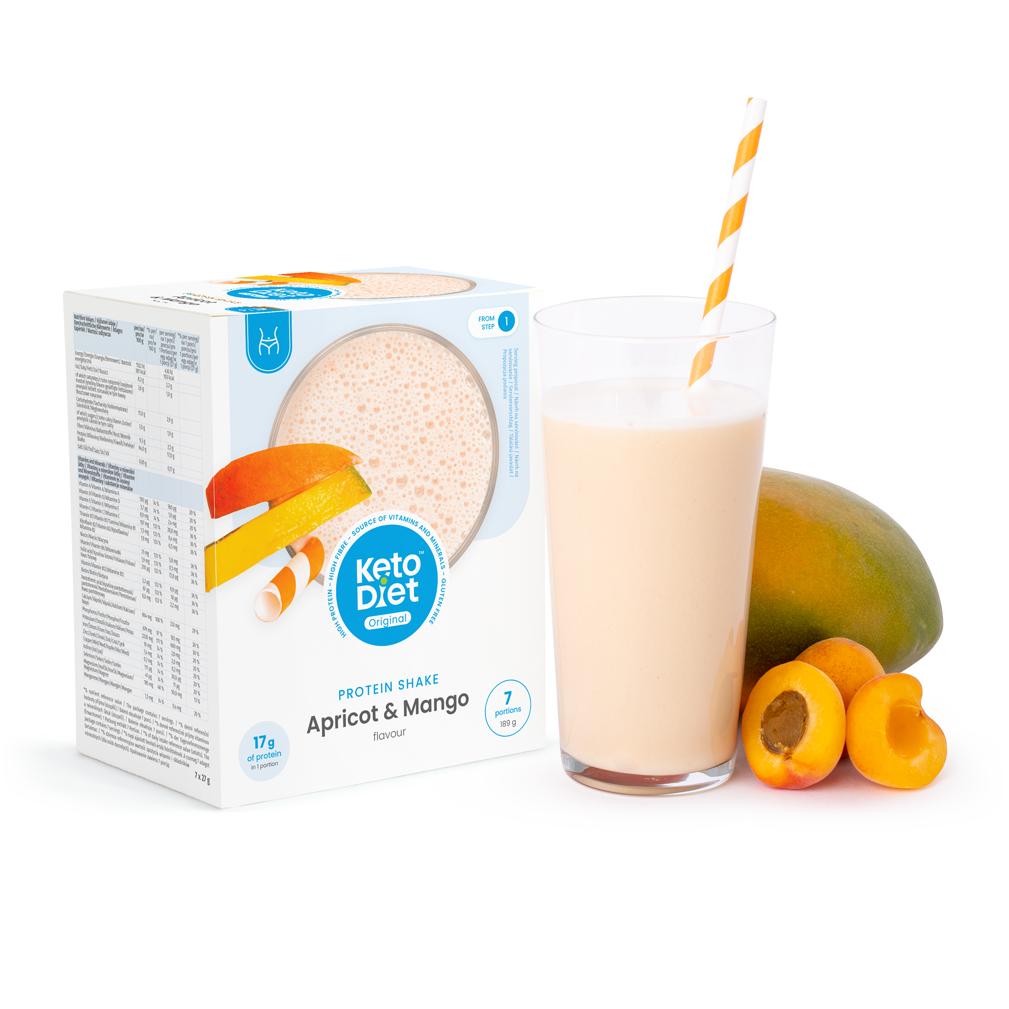 Proteinový nápoj – příchuť meruňka a mango (7 porcí)