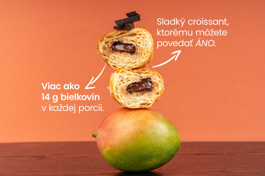 Proteínový croissant – náplň čokoláda & mango