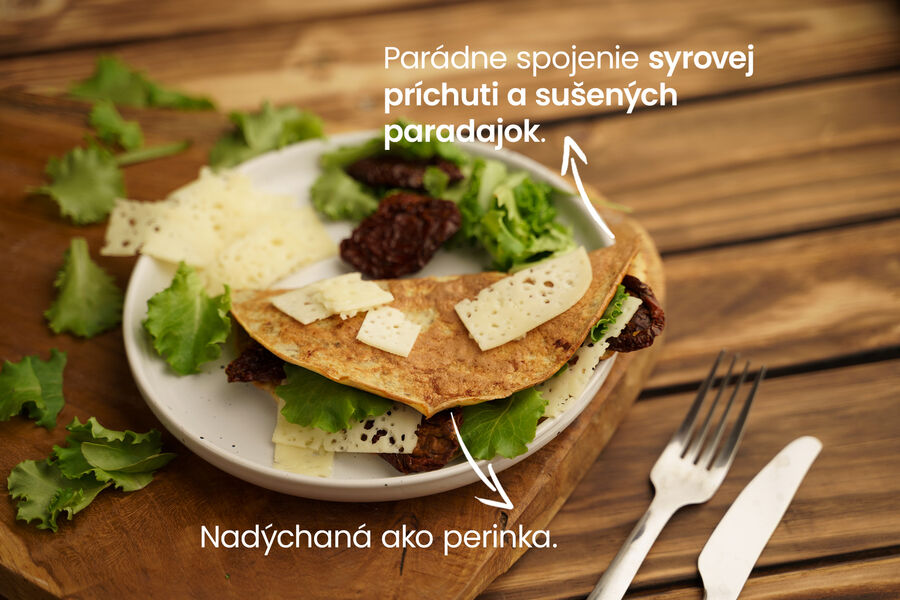 Proteínová omeleta – so sušenými paradajkami a syrovou príchuťou