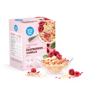 Proteinové müsli KetoDiet – s malinami a vanilkovou příchutí (7 porcí)