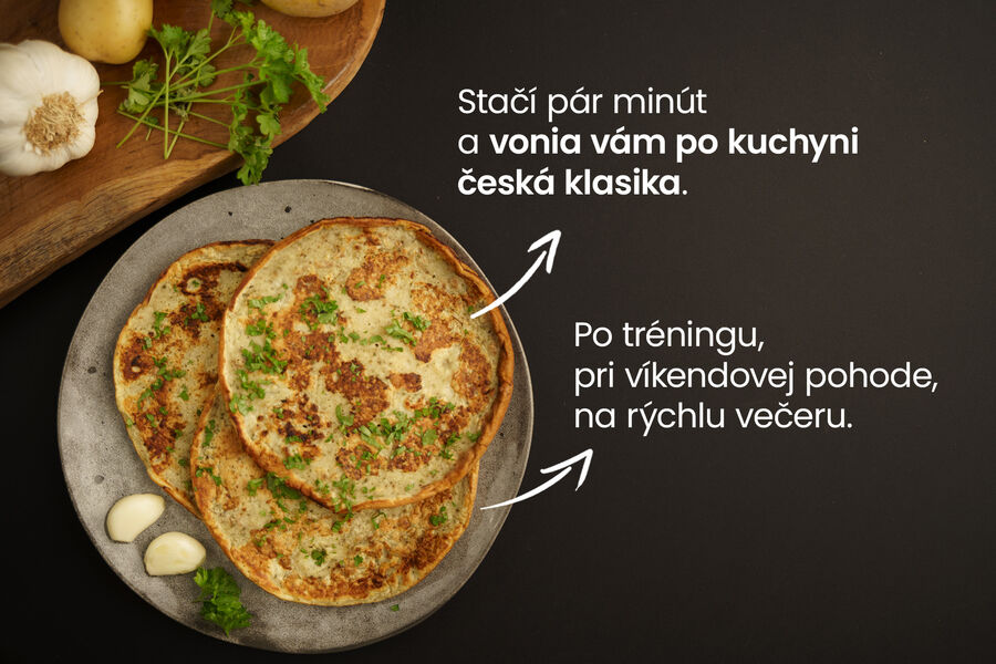 Proteínová omeleta – „zemiaková placka“ s cesnakom a majoránom