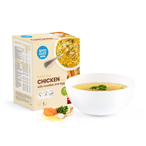 Proteinová polévka KetoDiet – kuřecí s nudlemi a vejcem  (7 porcí)
