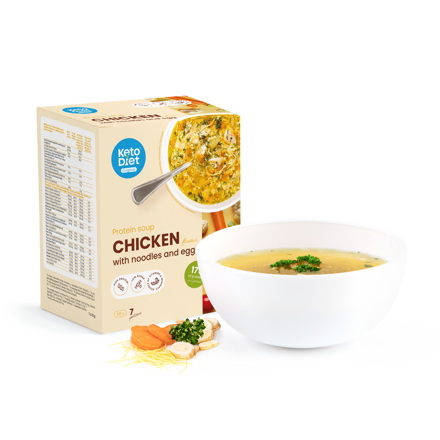 Proteínová polievka KetoDiet – kuracia s rezancami a vajcom (7 porcií)