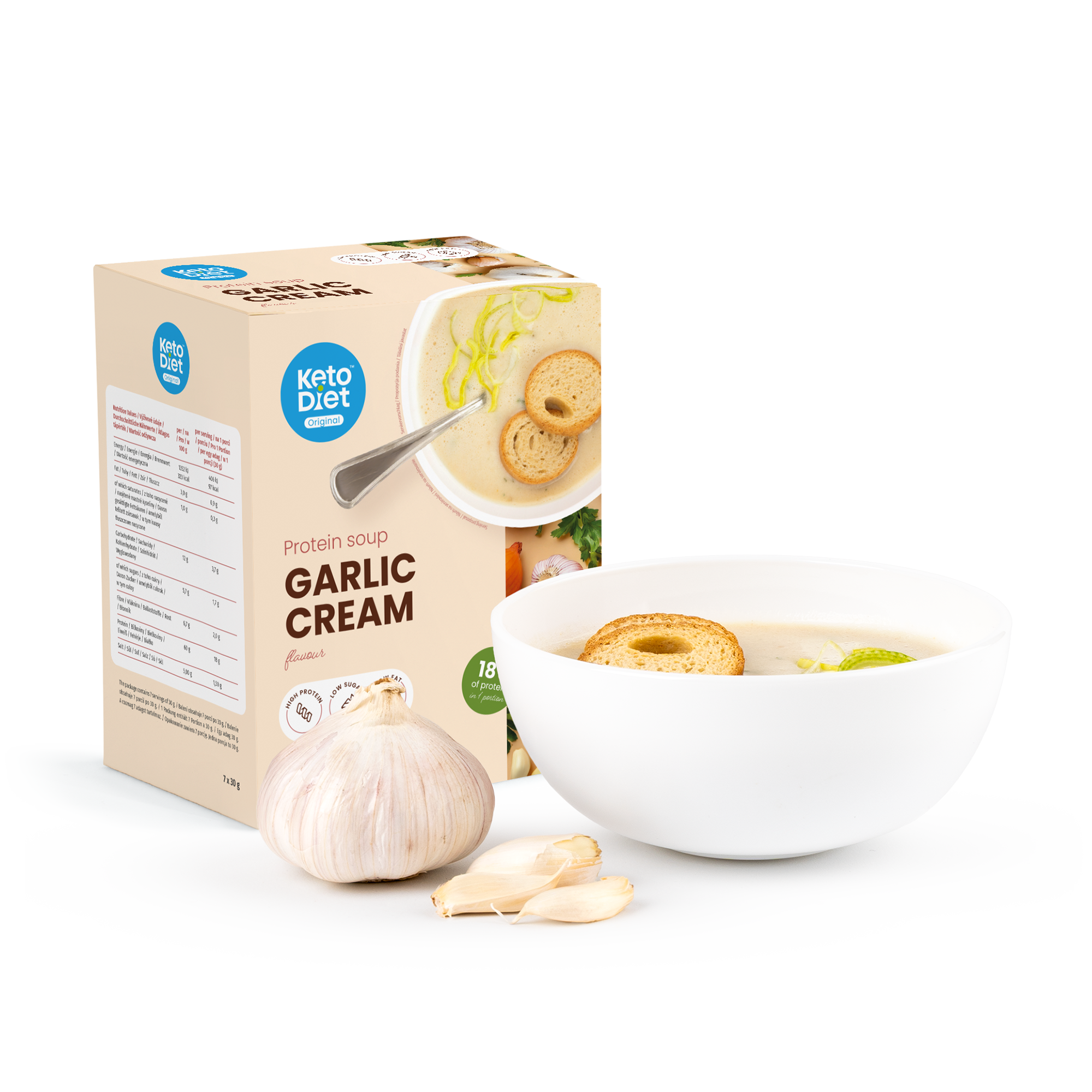 Proteinová polévka – česneková krémová (7 porcí)