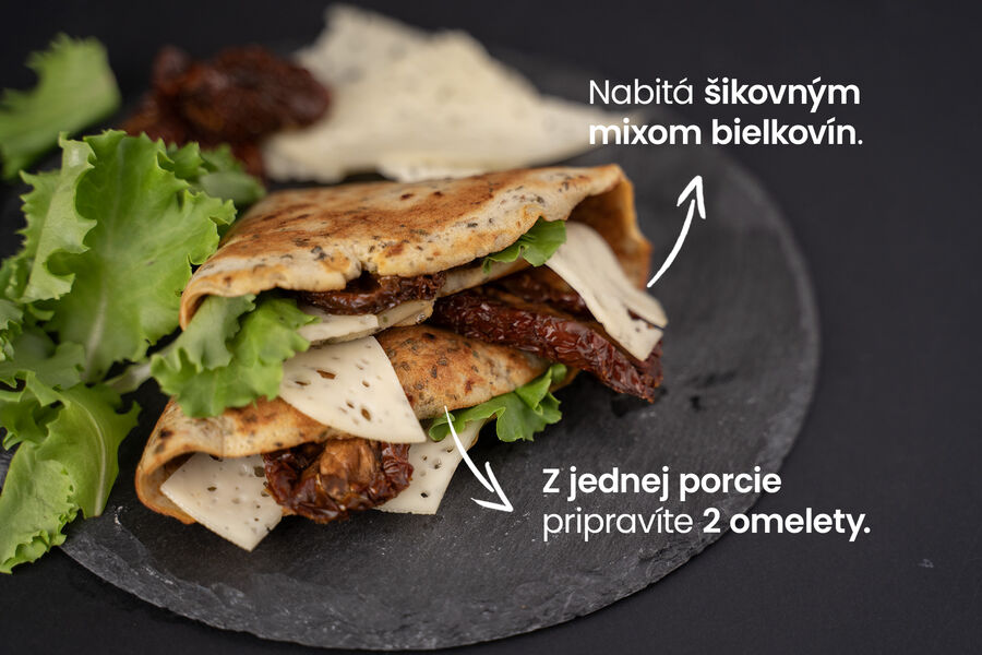 Proteínová omeleta – so sušenými paradajkami a syrovou príchuťou