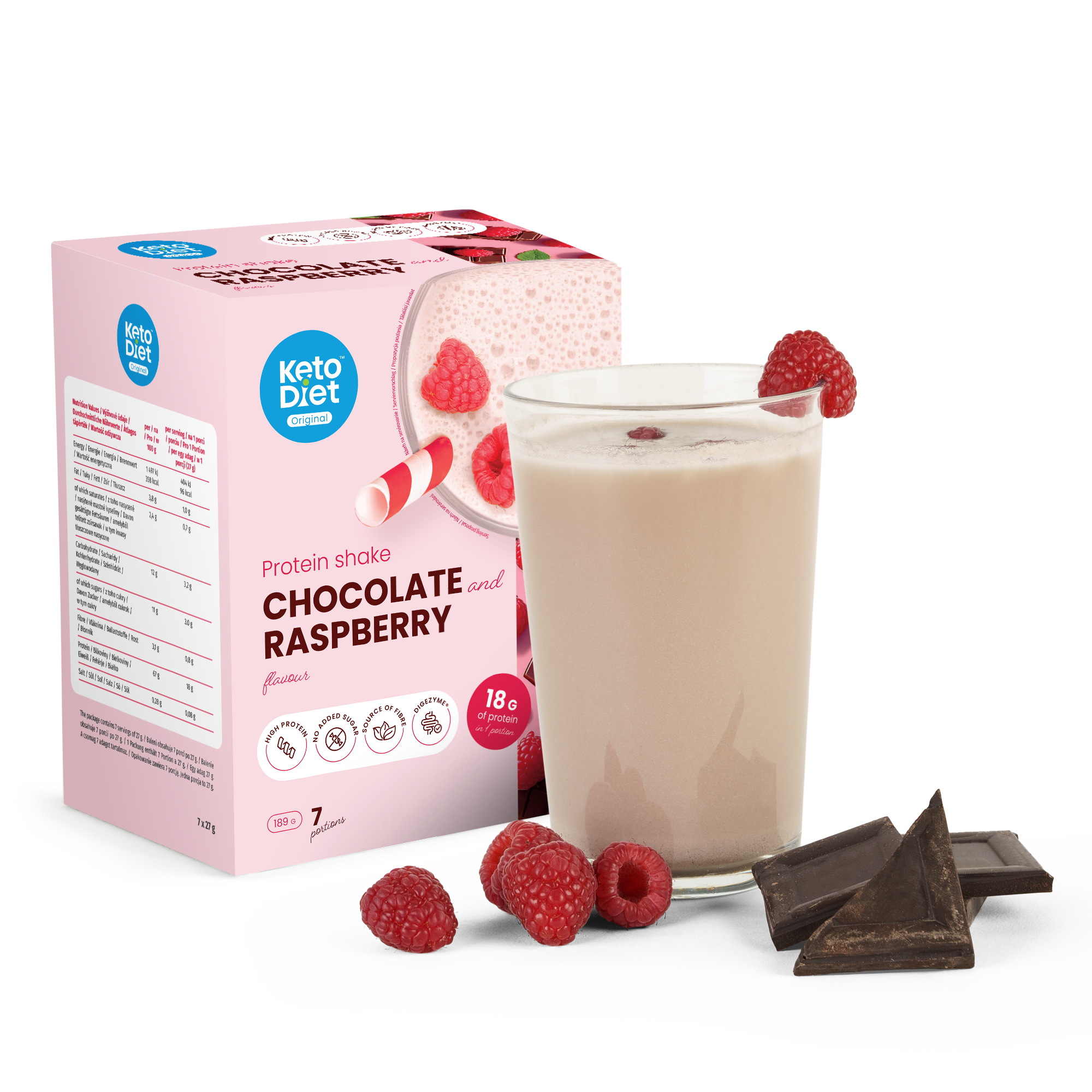 Proteinový nápoj - příchuť čokoláda & malina (7 porcí)