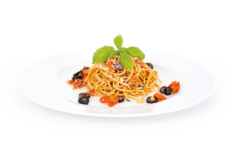 Recept na špagety s rajčaty a olivami