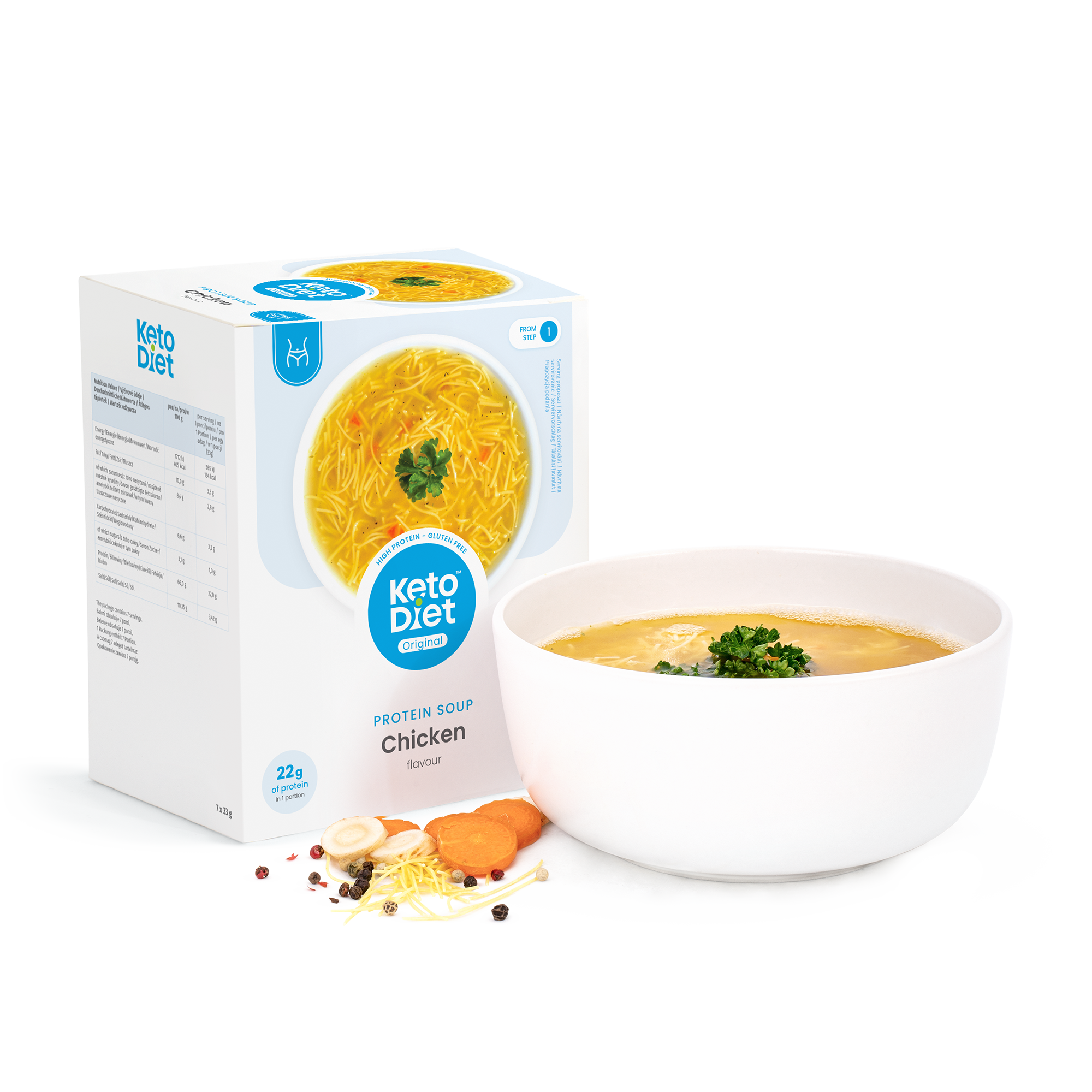 Proteinová polévka – kuřecí s nudlemi (7 porcí)