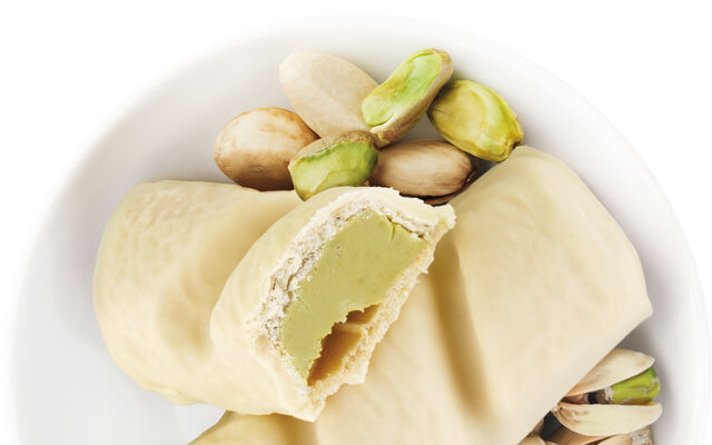 Keto Bueno Pistachio White – chrumkavé oblátky (7 porcií)