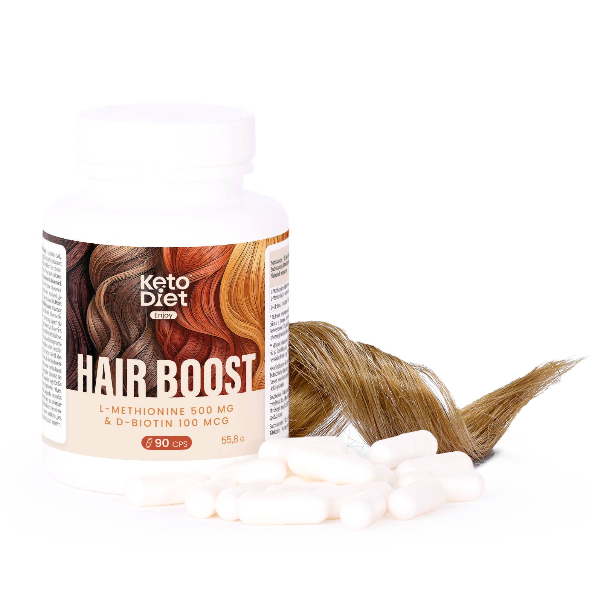 Zdravé vlasy – HAIR BOOST L-methionin & D-biotin (90 kapslí)