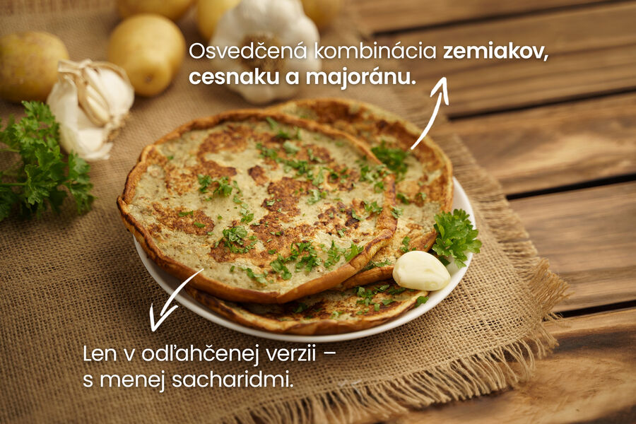 Proteínová omeleta – „zemiaková placka“ s cesnakom a majoránom