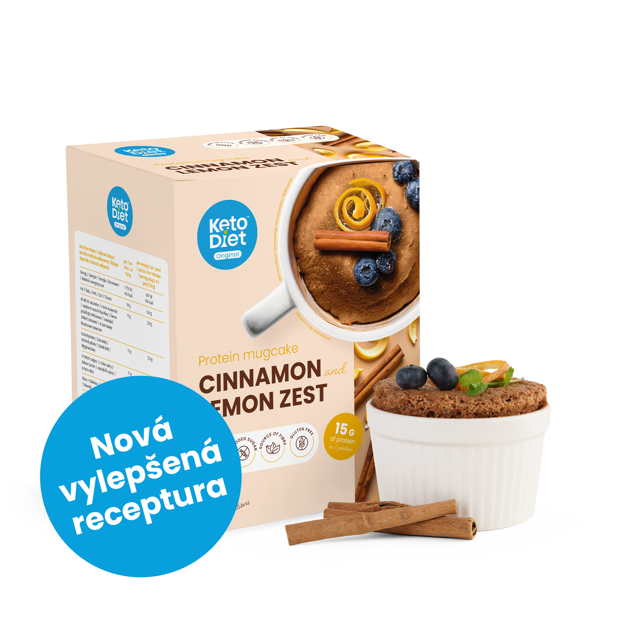 Proteinový mugcake – skořice & citronová kůra (7 porcí)