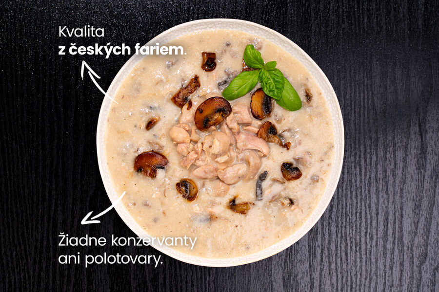 Hotové jedlo – kura na šampiňónoch