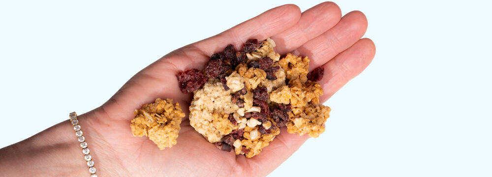 Proteínová granola KetoDiet bez cukru – s brusnicami, kakaovými bôbmi a kešu orechmi