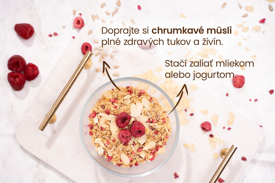 Proteínové müsli KetoDiet – s malinami a vanilkovou príchuťou (7 porcií)