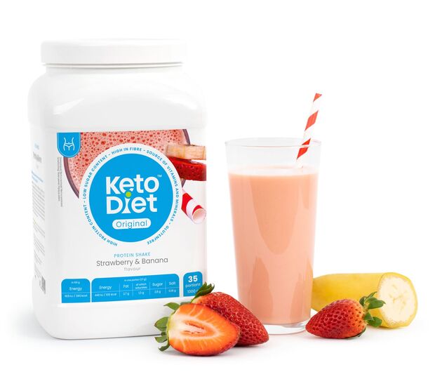 Proteínový nápoj KetoDiet – príchuť jahoda a banán so zľavou 25 %