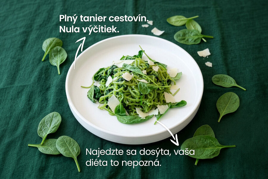KetoDiet konjakové rezance so špenátom
