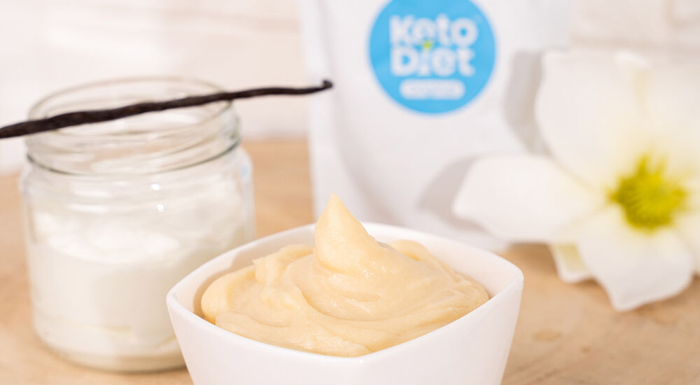 Proteínové vrecúško s vanilkou a jogurtom má vysoký obsah bielkovín a vlákniny.