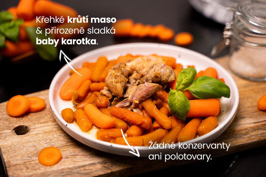 Hotové jídlo – krůta v baby karotce