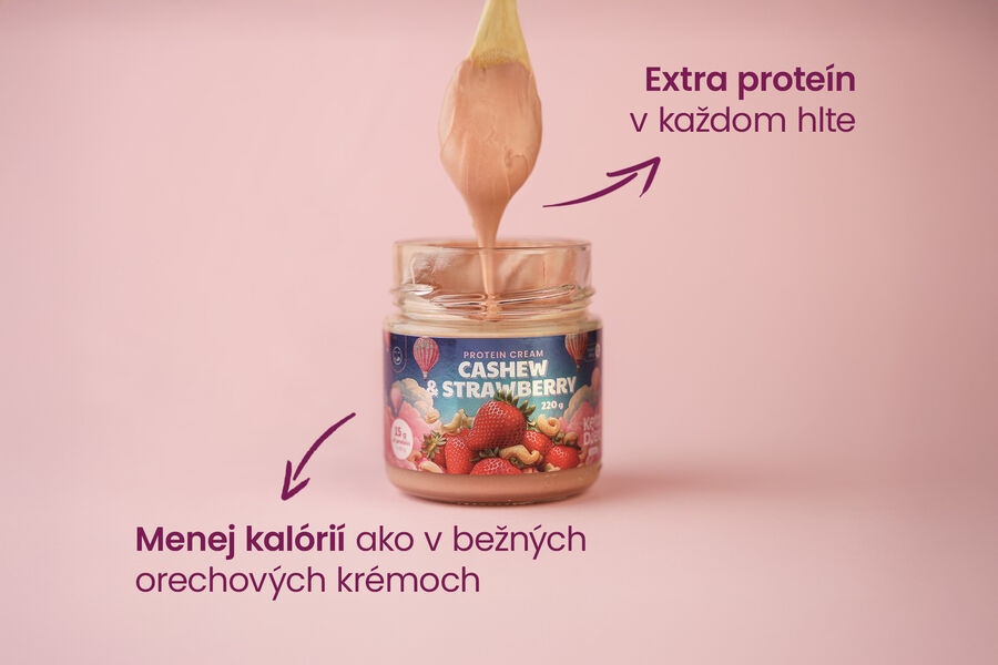 Proteínový krém s kešu a lyofilizovanými jahodami