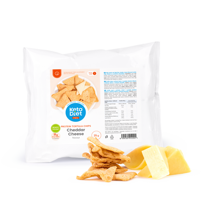 Proteinové tortilla chipsy – příchuť chedar (25 g)