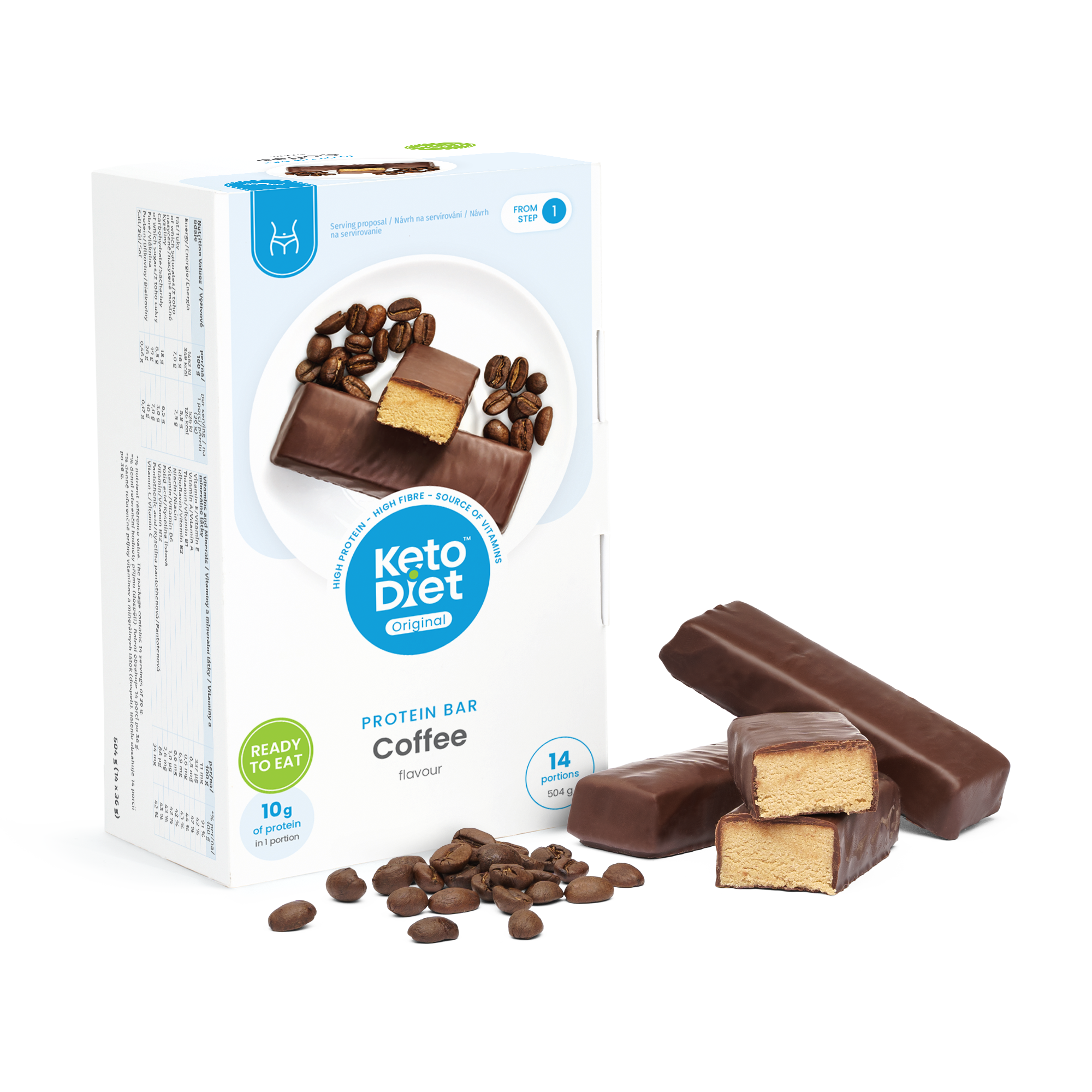 Proteinové tyčinky – příchuť káva (14 ks – 7 porcí)