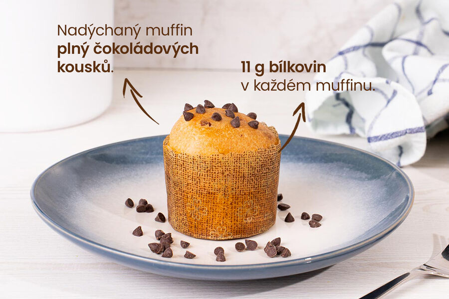 Proteinový muffin s kousky čokolády