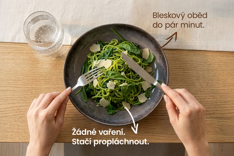 KetoDiet konjakové nudle se špenátem