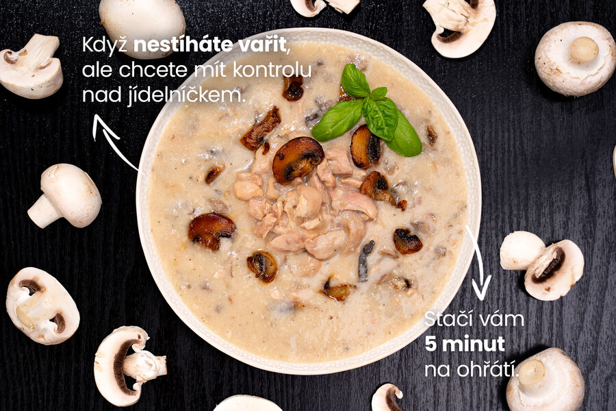 Hotové jídlo – kuře na žampionech