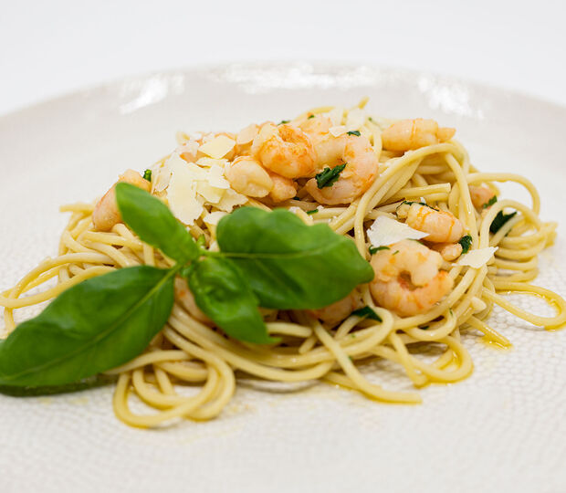 Low carb večeře – špagety s krevetami