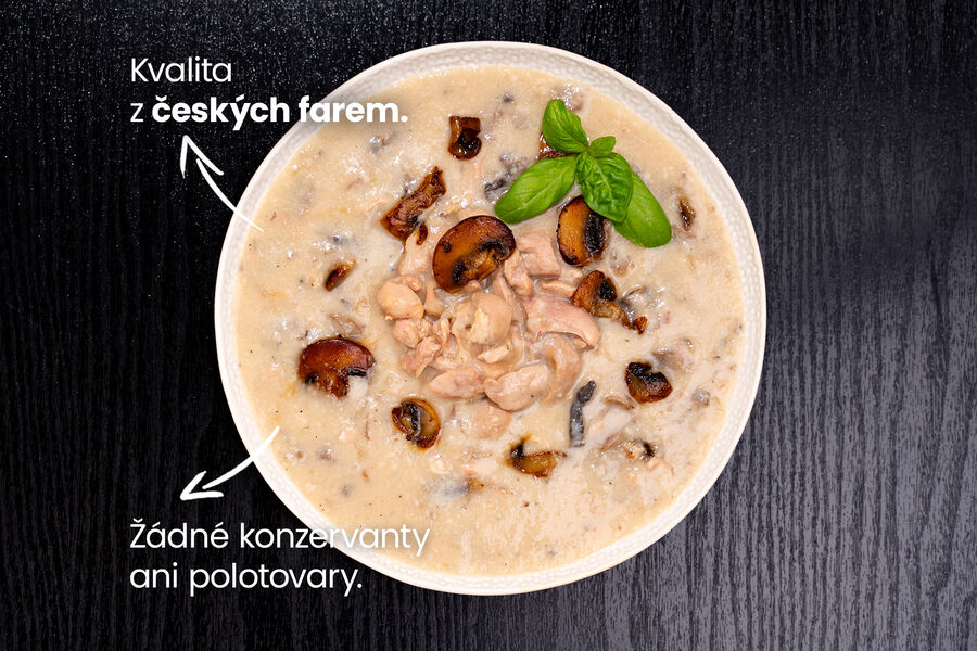 Hotové jídlo – kuře na žampionech