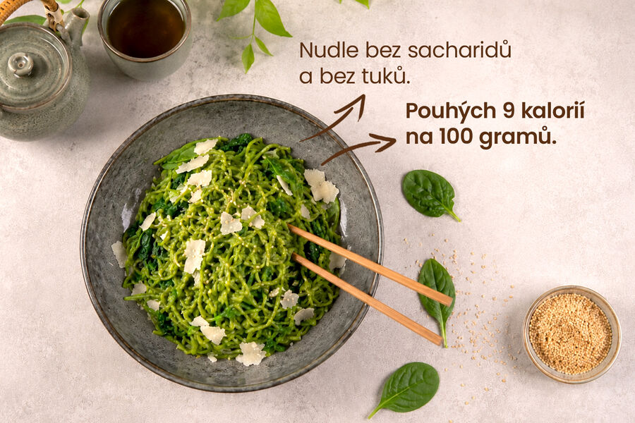KetoDiet konjakové nudle se špenátem