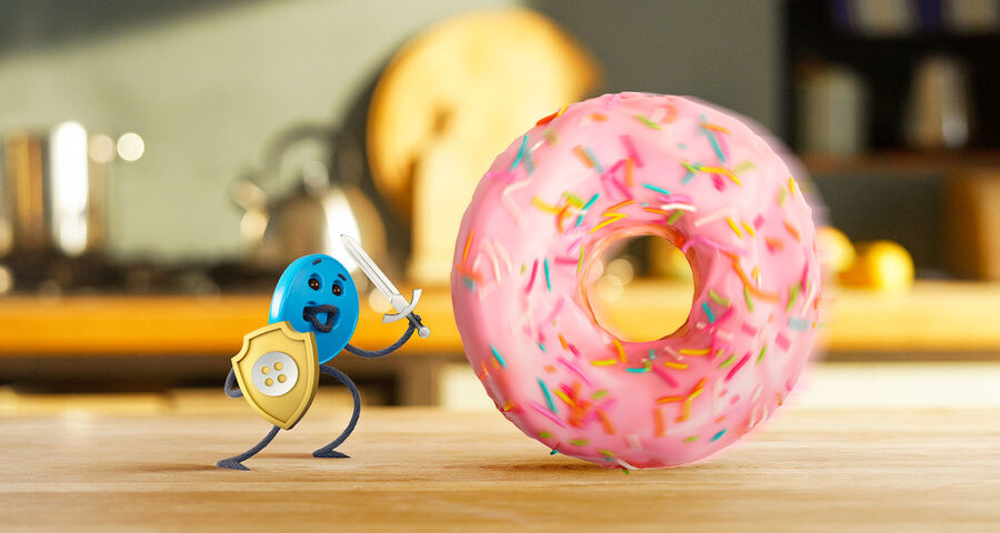 Gombík KetoDiet vs skrytých cukrov a trans tukov plný ružový donut. Vysporiadajte sa so zabijakmi diéty