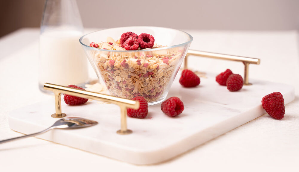 Proteinové müsli KetoDiet – s malinami a vanilkovou příchutí (7 porcí)