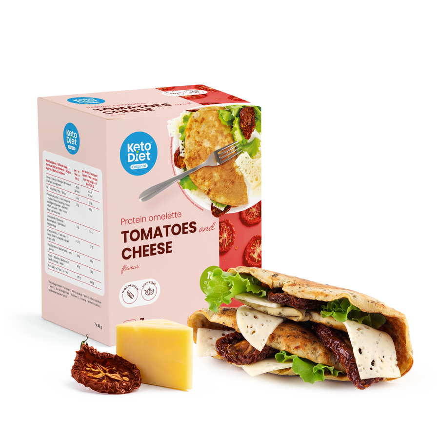 Proteinová omeleta – se sušenými rajčaty a sýrovou příchutí