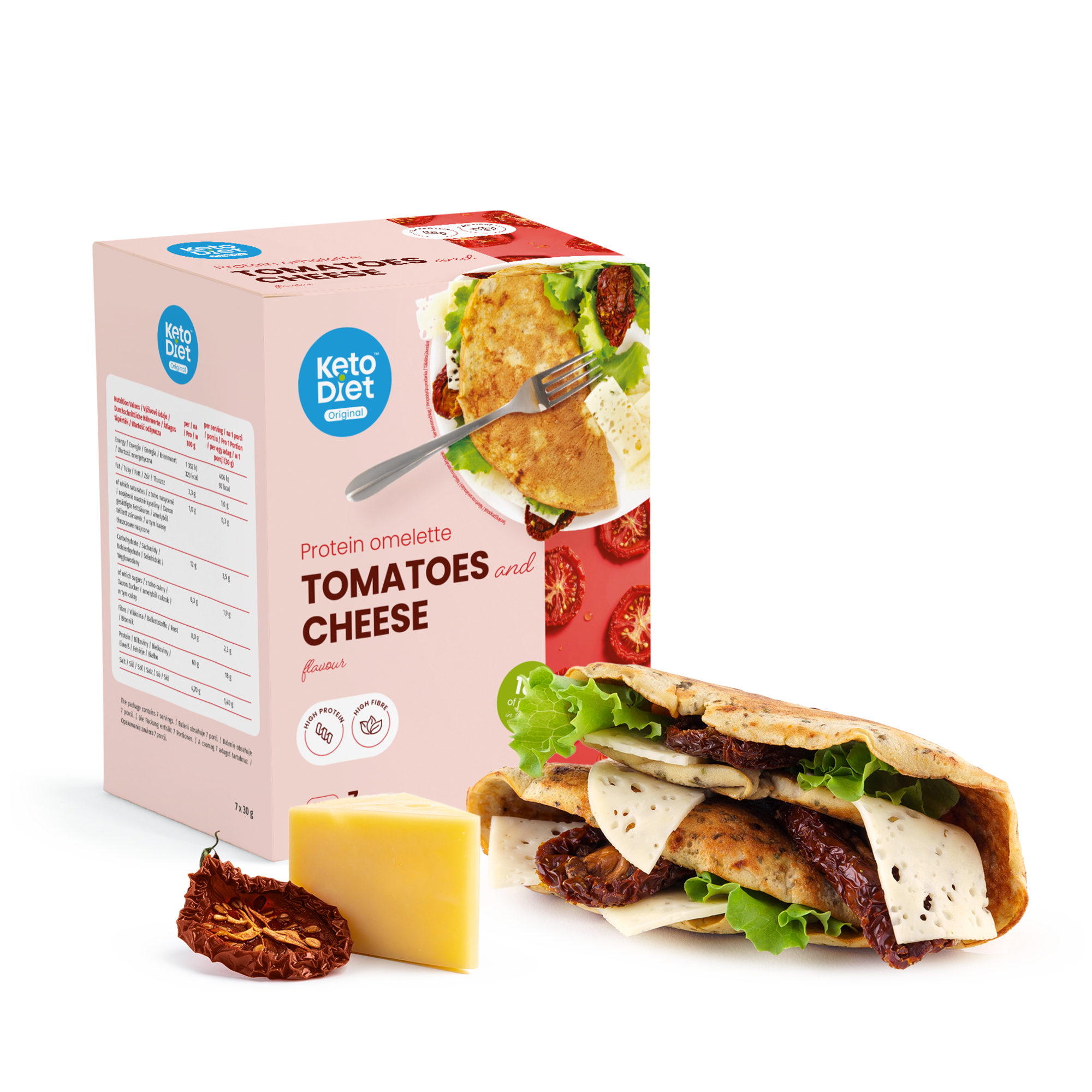 Proteinová omeleta – se sušenými rajčaty a sýrovou příchutí (7 porcí)