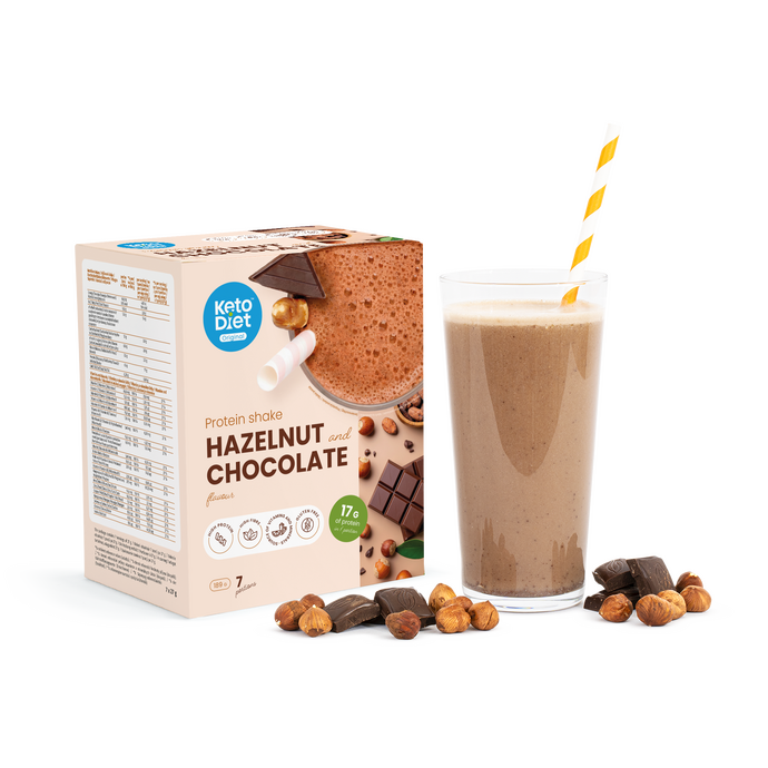Proteínový nápoj KetoDiet – príchuť čokoláda & lieskový oriešok (7 porcií)
