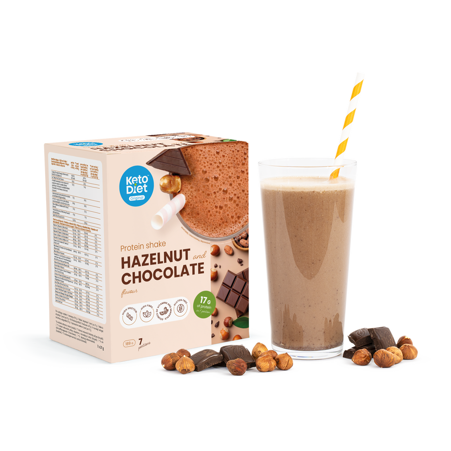Proteínový nápoj KetoDiet – príchuť čokoláda & lieskový oriešok (7 porcií)