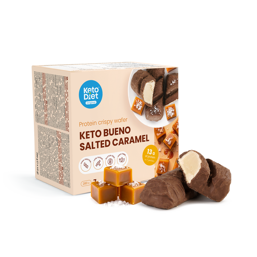 Keto Bueno Salted Caramel – chrumkavé oblátky