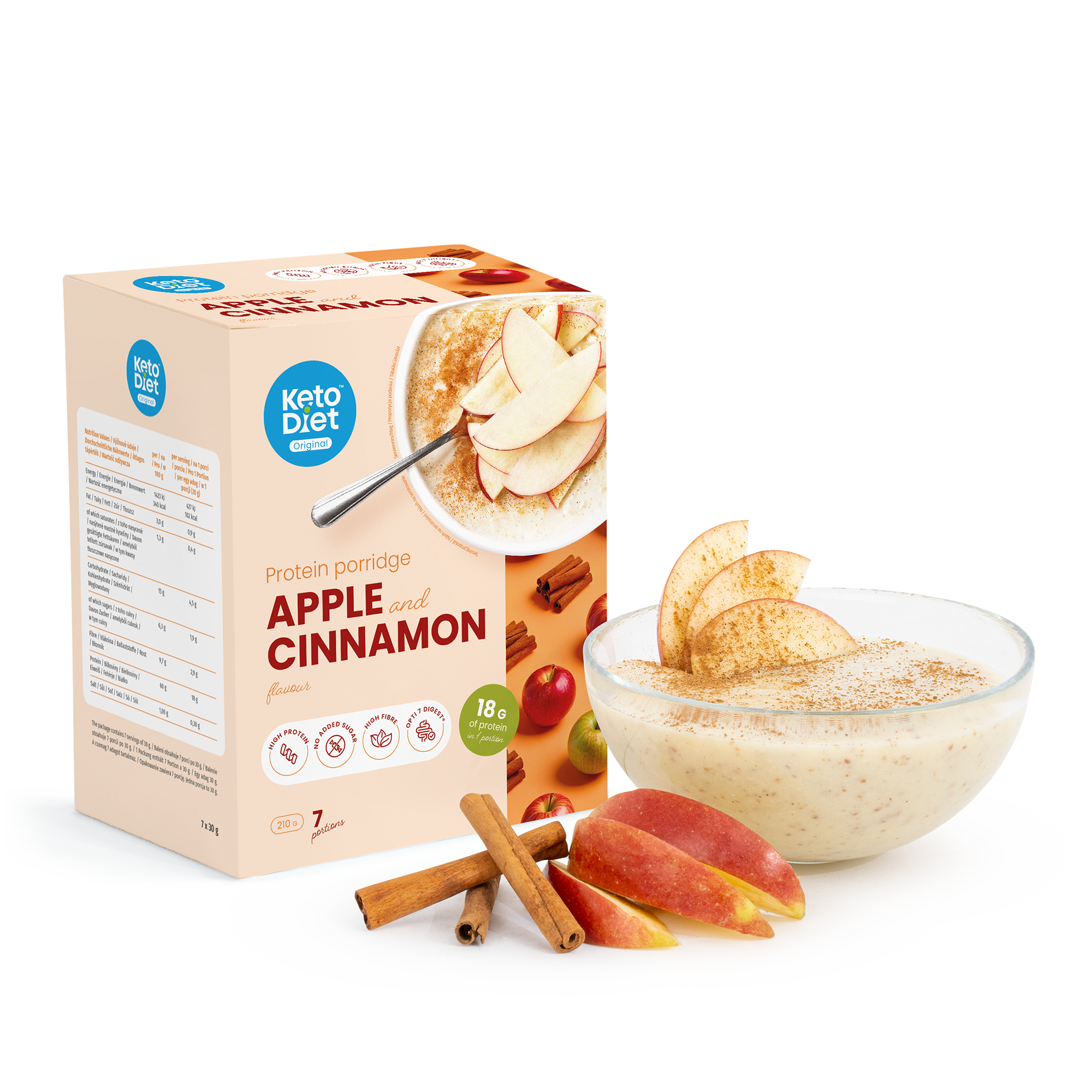Proteinová kaše – jablko & skořice (7 porcí)