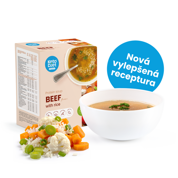Proteinová polévka KetoDiet – hovězí s rýží (7 porcí)