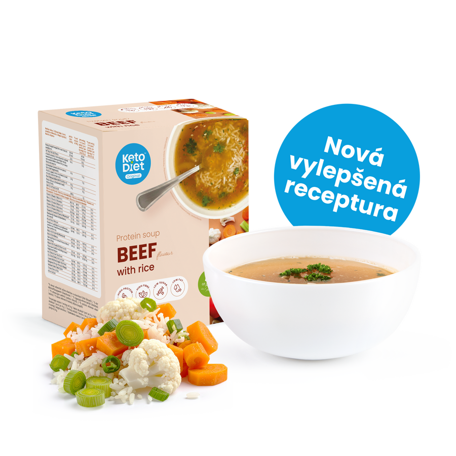 Proteinová polévka KetoDiet – hovězí s rýží (7 porcí)