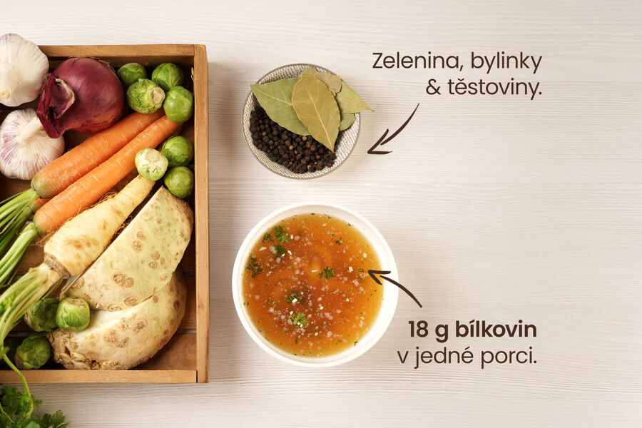 Proteinová polévka – hovězí s těstovinami