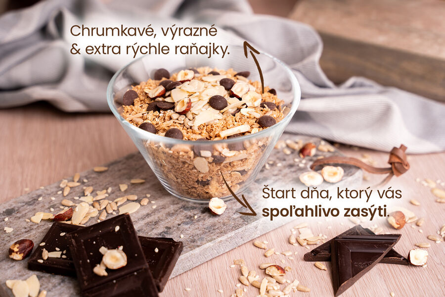 Proteínové čokoládové müsli KetoDiet – s orechmi (7 porcií)
