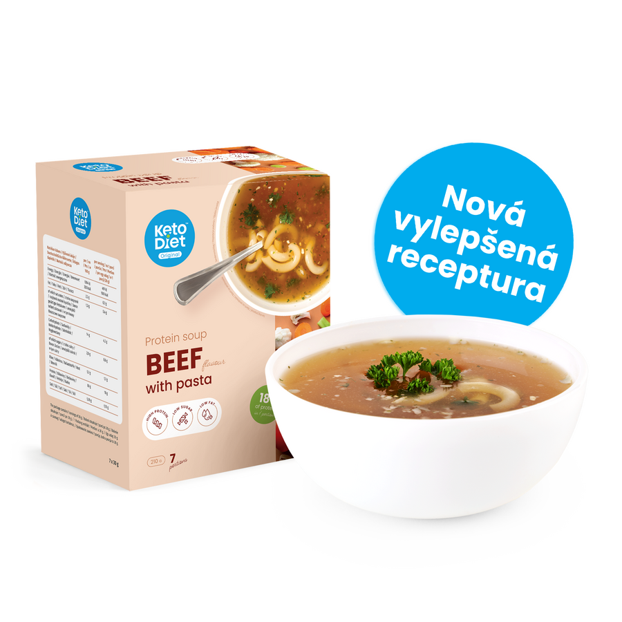 Proteinová polévka – hovězí s těstovinami