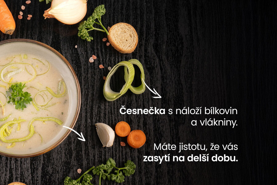 Proteinová polévka – česneková krémová