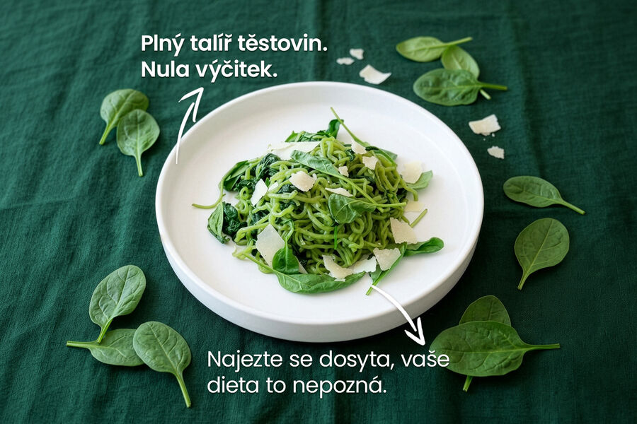 KetoDiet konjakové nudle se špenátem