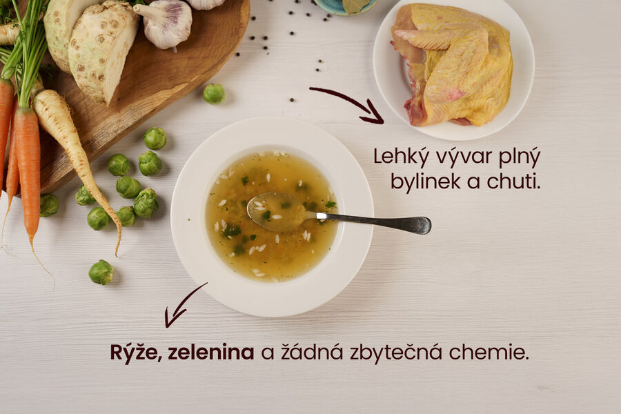 Proteinová polévka – kuřecí s rýží