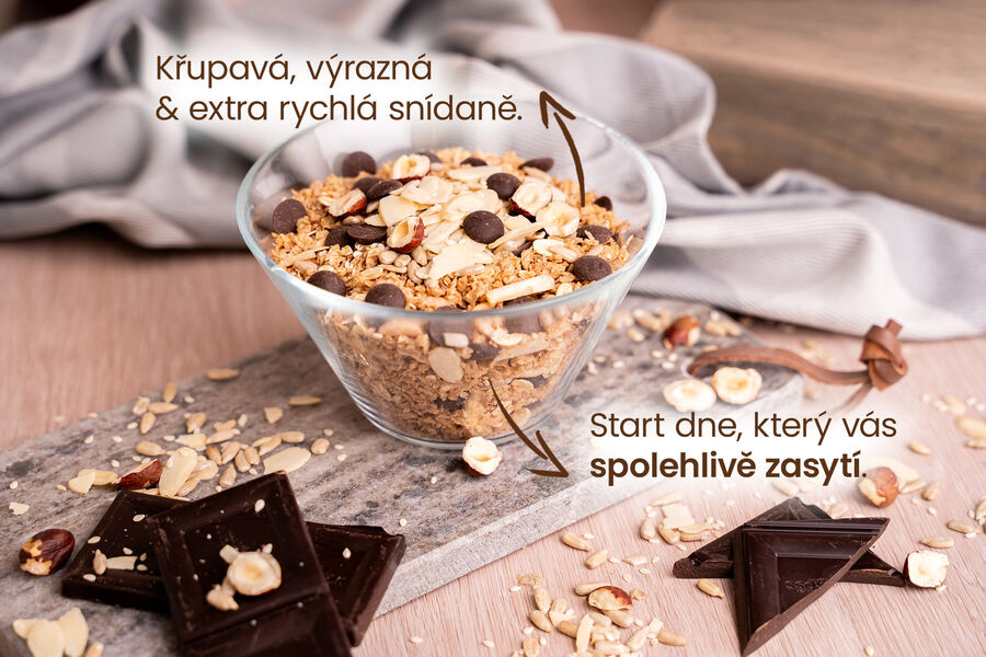 Proteinové čokoládové müsli KetoDiet – s ořechy (7 porcí)